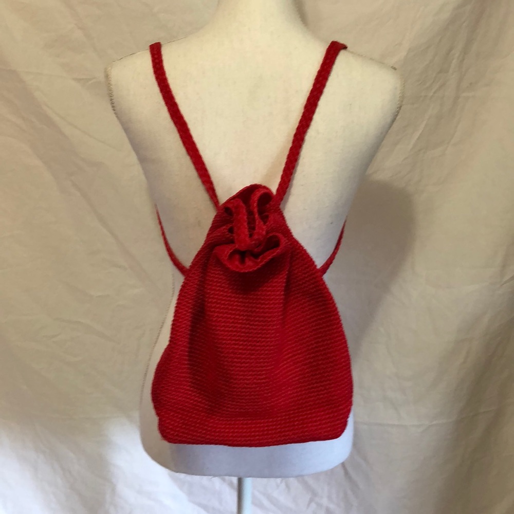 Red Crochet Backpack Purse - Picture 3 of 6